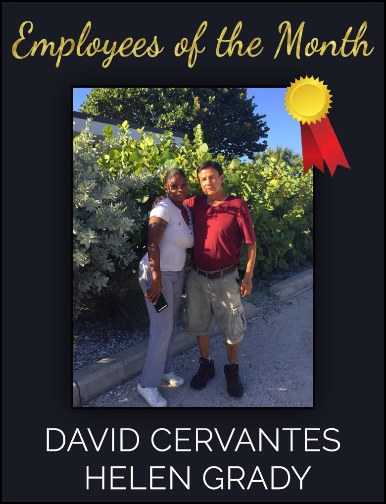 David Cervantes and Helen Grady Employees of the Month